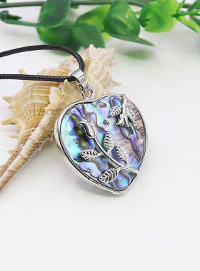 心形项链油菜花贝壳鲍鱼女天然