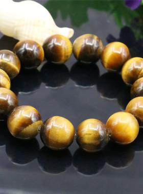 单圈黄虎眼石七夕生日礼物佛珠