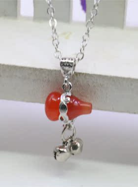 油菜花猫眼石橘色合金女葫芦项链