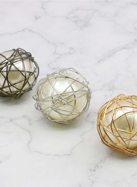 金属圆形镂空网状缠绕白色珍珠吊坠 气质女包裹贝珠吊坠DIY项链潮