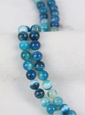 油菜花玛瑙蓝色条纹散珠天然玉石