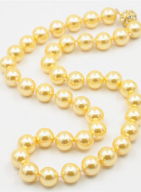 油菜花贝珠珍珠项链女圆珠项链