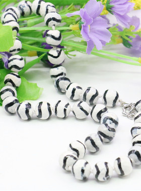 切面黑白玛瑙天然石锁骨链