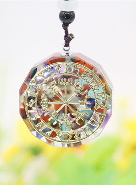 地中海风格复古船舵树脂天然石头多彩项链 男女长毛衣链衣服配饰