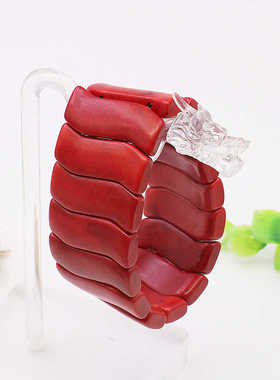 大红色手串油菜花松石波浪本命年