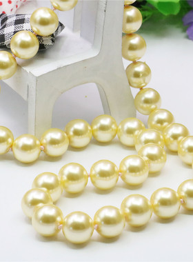 浅金色玻璃百搭珍珠项链