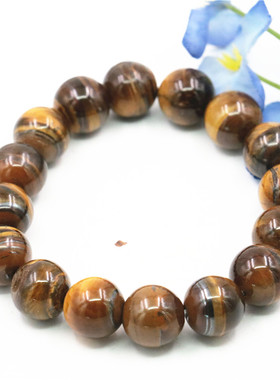 圆珠特色男士黄虎眼石手链天然