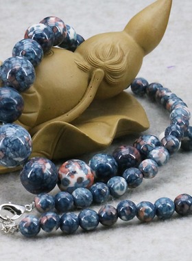 油菜花圆雨花石塔链女紫橙项链