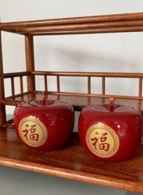 红花梨木雕苹果工艺品平安果装饰品实木苹果客厅办公室桌面摆件