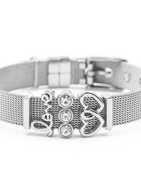 新款10mm不锈钢手表链式手链 DIY爱心手链送朋友饰品