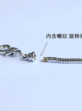 铜合金镀银基础链蛇链龙虾扣手链 欧美潘家蛇骨基础手链女 厂销