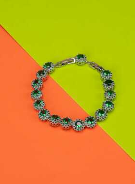 跨境欧美时尚轻奢满钻圆形手链镶嵌砖石锆石手饰女士时尚百搭彩色