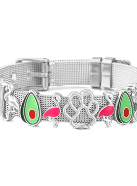 2022新款10mm不锈钢手表链式手链 DIY可爱火烈鸟串饰手链