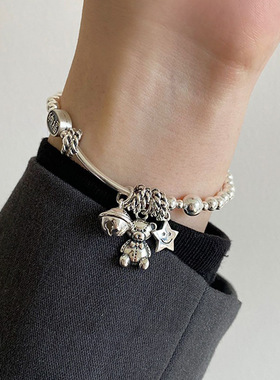 丹妮丝小众设计复古做旧星星百搭显手细多坠个性手环百搭高级手串