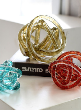 抽象艺术风彩色玻璃网红酒店摆件