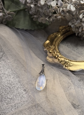 日本海外vintage中古琉璃仿欧珀蛋白石水滴吊坠项链孤品