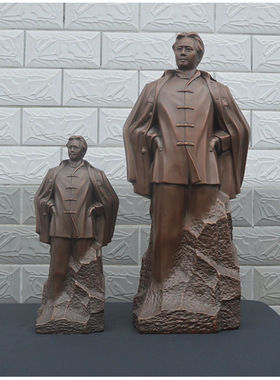 毛主席青年在井冈山 雕像 纯铜摆件