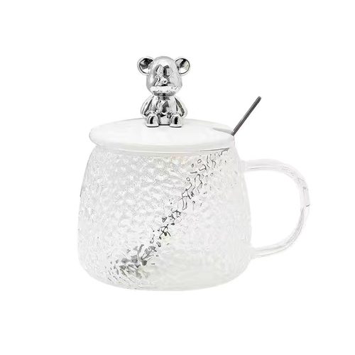 日式卡通熊玻璃杯网红爆款水杯带把手茶杯早餐学生女咖啡牛奶杯子-图3