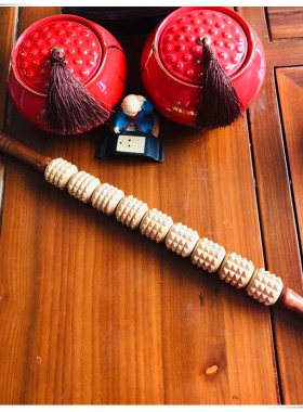 两个包邮木质瑜伽棒滚轮棒小腿神器腿部背部颈部肩按摩器擀筋养生