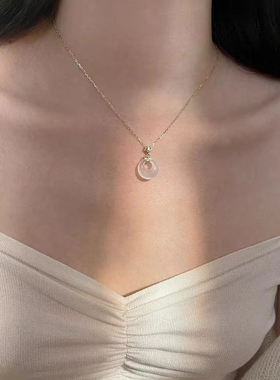 白玉髓925银十字链女新颖项链