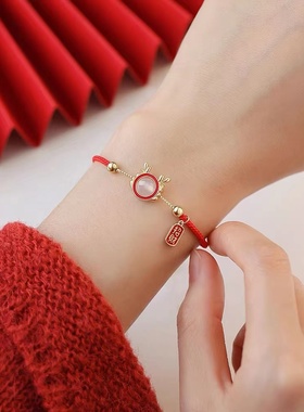 925银龙年红绳手链女2023年新款手镯小众轻奢高级感本命年手饰