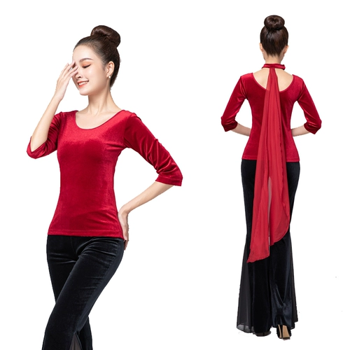 Элитный элегантный модный бархатный комплект для тренировок, громкоговоритель, штаны-клёш, облегающий крой