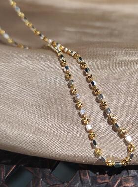 意大利精工车花珠爆闪项链