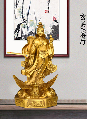 铜九天玄女铜像摆件执剑家居供奉