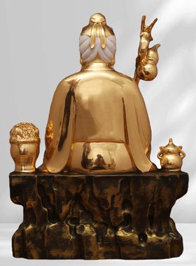 纯黄铜药王孙思邈坐像供奉摆件