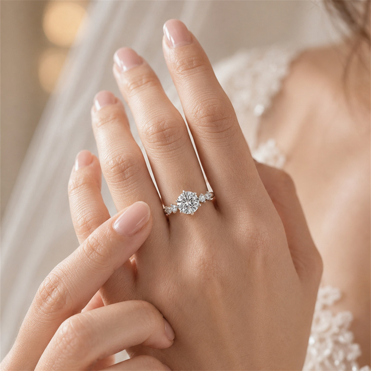 Starburst diamond ring women's cultured diamond ring