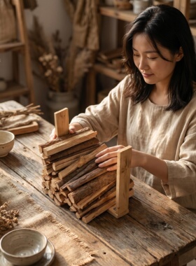 杉树枝劈柴摆件露营明火烹饪造景