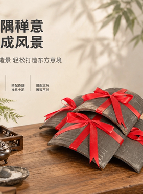 瓦片捆红绳民俗国潮文创书架摆件