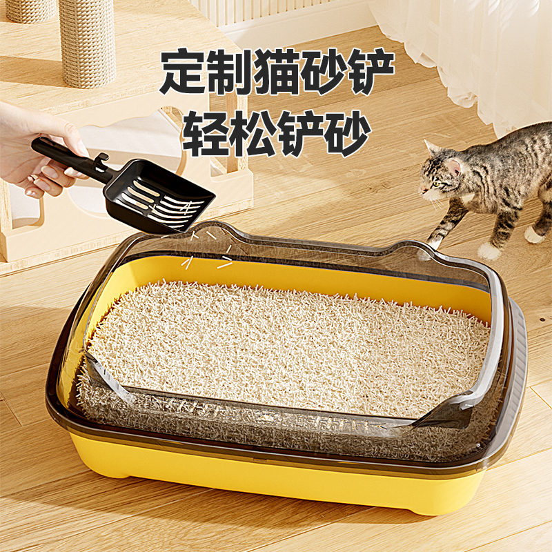 Cat litter box extra large semi-enclosed open low entrance cat toilet short cat giant special side opening