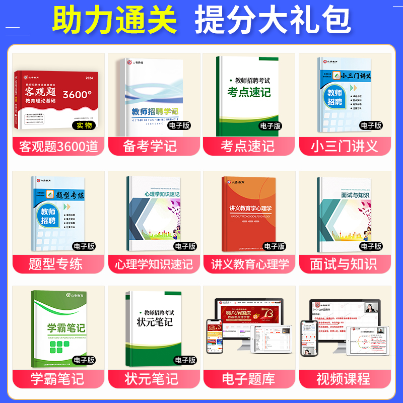 2024年山香教育客观题3600道题教师招聘考试客观题历年真题教育理论综合题库中学小学考编制教材用书招教试卷山东广东江苏省幼儿园 - 图1