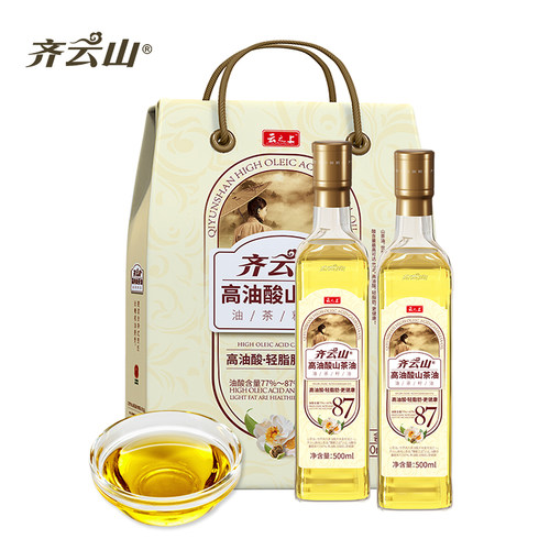 礼盒齐云山高油酸山茶油500ml*2纯正茶油食用油茶籽油年货送礼 - 图0