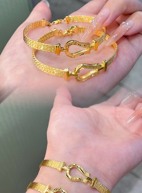 足金999马蹄表带手链5D水贝黄金送女朋友礼物2026新款