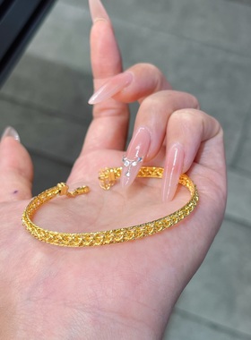 足金优质几何形999麻花编织手链5D水贝黄金送女朋友礼物2026新款