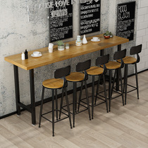 Solid Wood Bar Table table Home Balcony Close To Wall Strip Narrow Table Milk Tea Shop Café High Foot Bar Table And Chairs Combination