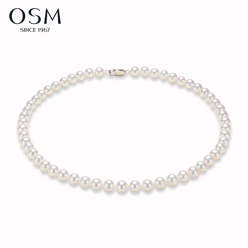 欧诗漫近圆强光淡水925银扣颈链 欧诗漫珠宝颈饰