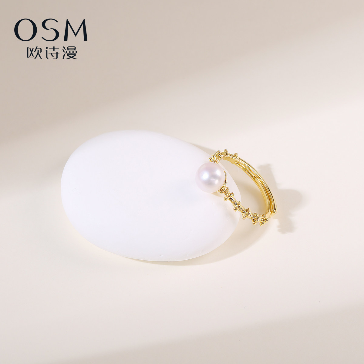 Ou Shiman Jewelry White 7-8MM Freshwater Pearl Ring Adjustable Spring and Summer New Jingyu