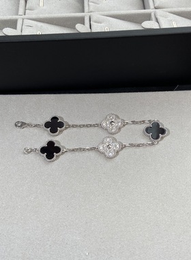 25新款k金镀银幸运四叶草五花手链手饰女小众设计感高级气质手饰