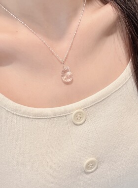 s925纯银闪珠仙女链天然白水晶海螺吊坠小众海洋风项链精致礼物女