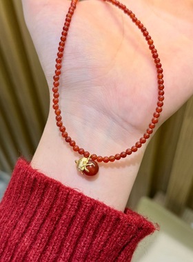 好柿将近~ 天然红玛瑙红柿项链女精致中国风百搭新年礼物本命年