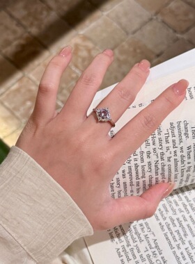 2026新款满钻星芒天然石榴石紫水晶彩宝戒指女百搭小众气质指环