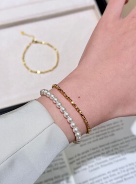 2026新款电镀真金碎银子金闪闪手链女小众轻奢百搭叠戴高级感手饰