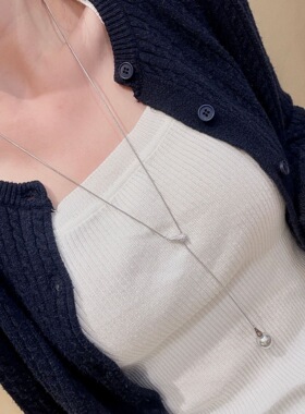 2026新款满钻扇形裙摆正圆施家珍珠抽拉项链女精致轻奢气质毛衣链