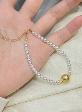 26新款s925银baby施家单颗南洋金珍珠手链女轻奢高级气质手串百搭