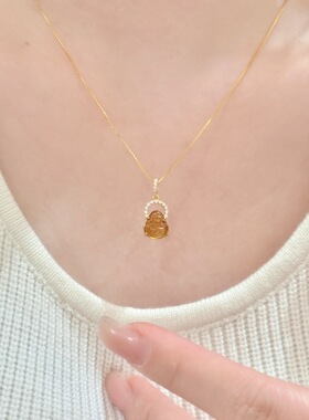 2026新款天然血珀弥勒佛吊坠s925银项链小众精致简约高级锁骨链