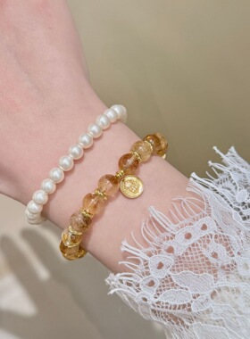 2026新款天然黄塔晶黄财神手链女精致国风气质百搭招财转运珠手串