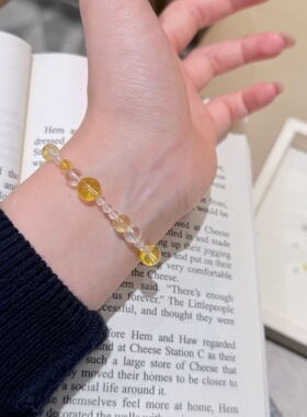 2026新款天然白水晶拼金太阳手链女小众高级感几何弹力绳水晶手串